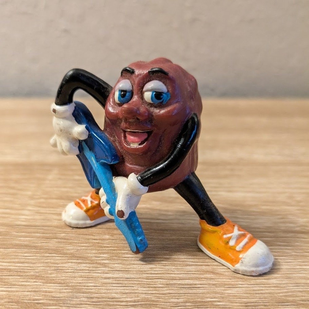 VTG California Raisins 1988 PVC‎ Figure Blue Electric Guitar Applause 2"